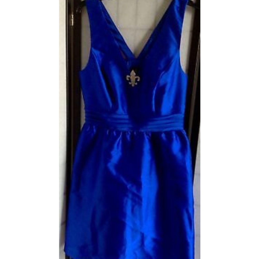 NWT Adrianna Papell Women's 10 Blue V-Neck Dress